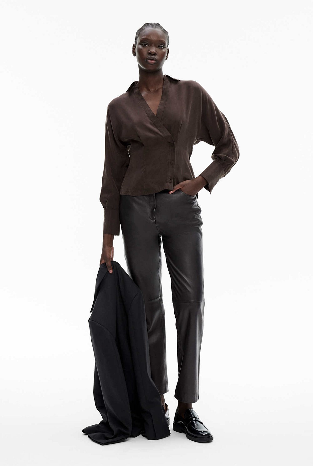 Button Detail Wrap Blouse