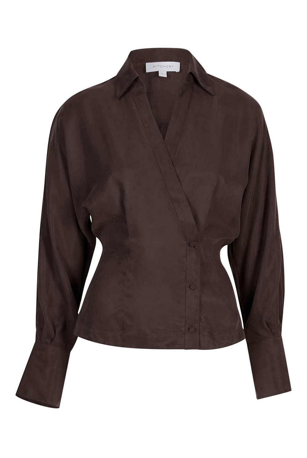Button Detail Wrap Blouse