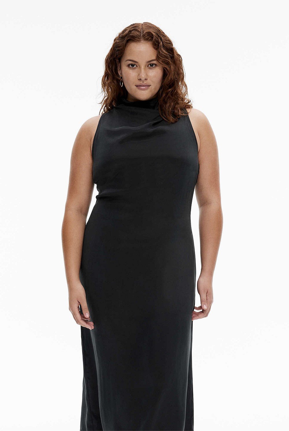 Cupro Mock Neck Dress