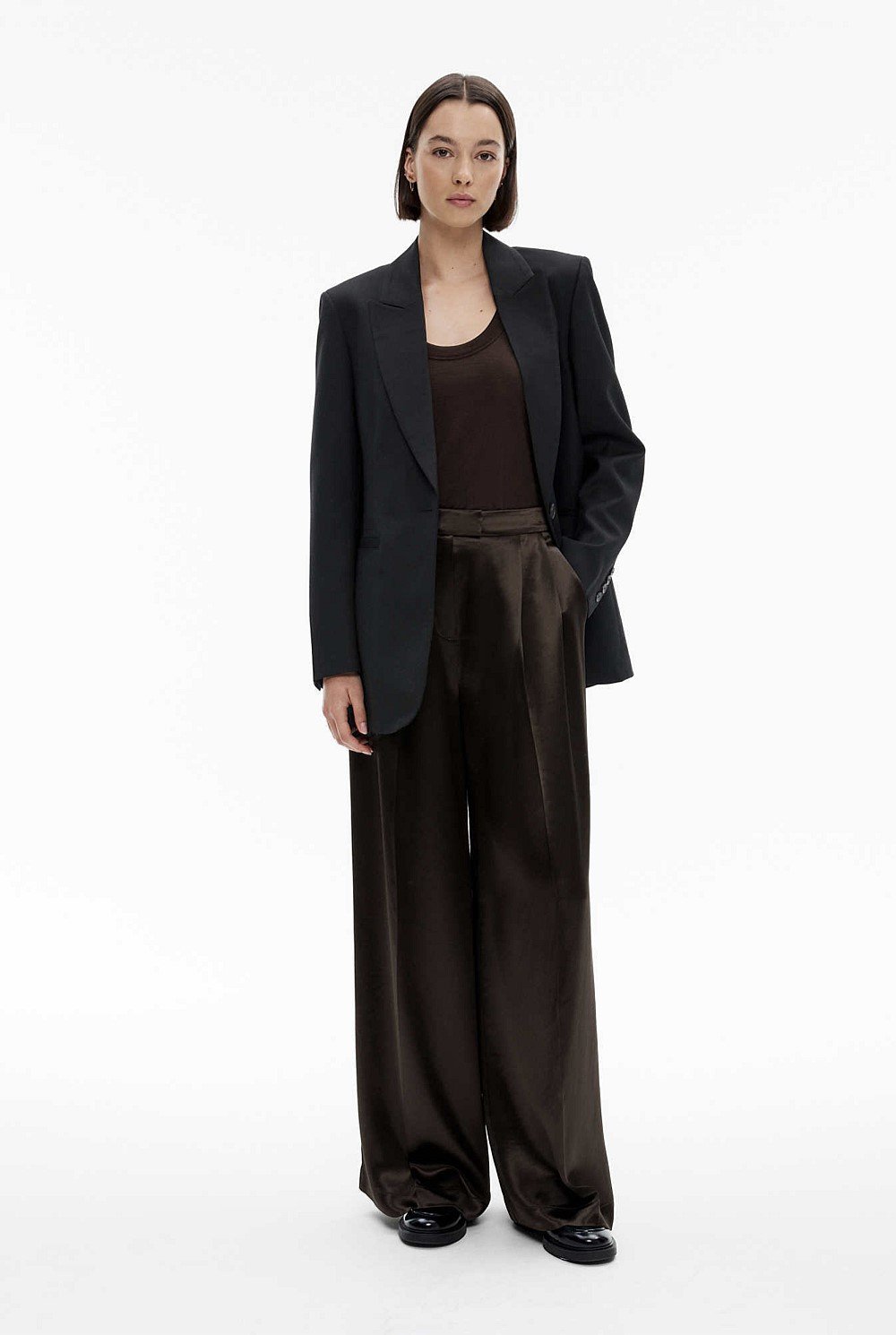 Acetate Blend Full Length Pant
