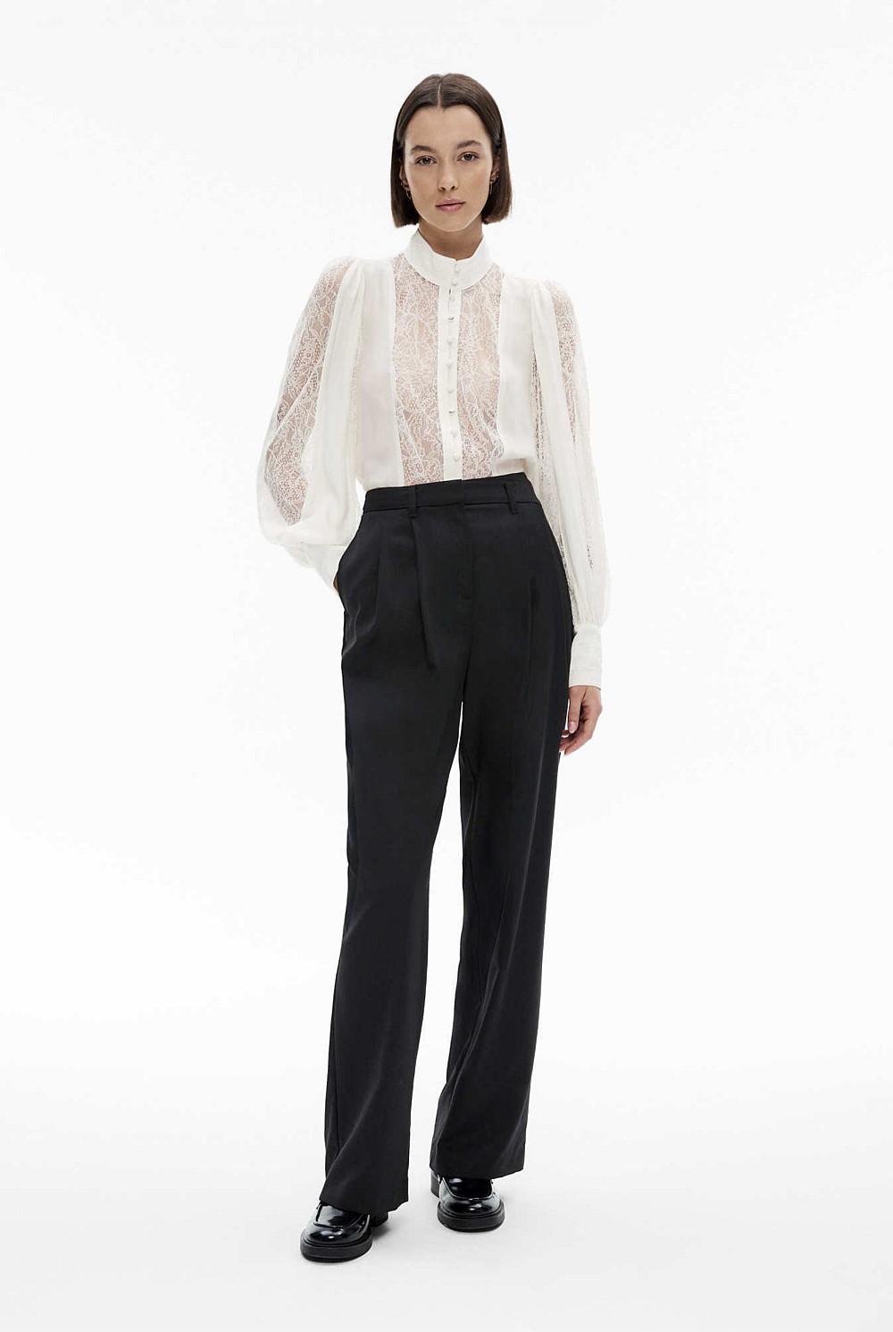 Spliced Lace Detail Blouse