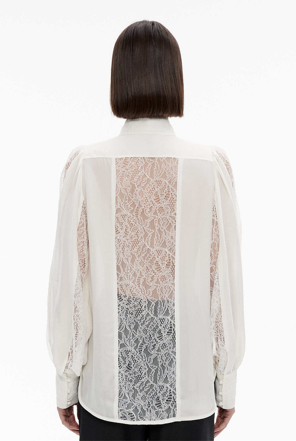 Spliced Lace Detail Blouse