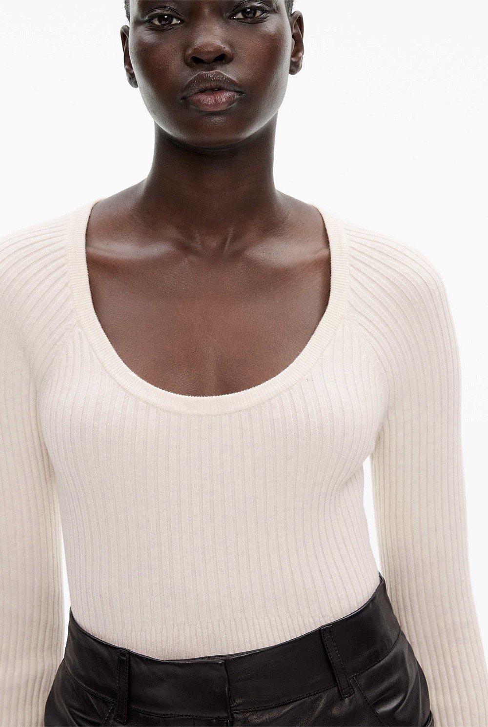 Scoop Neck Rib Knit