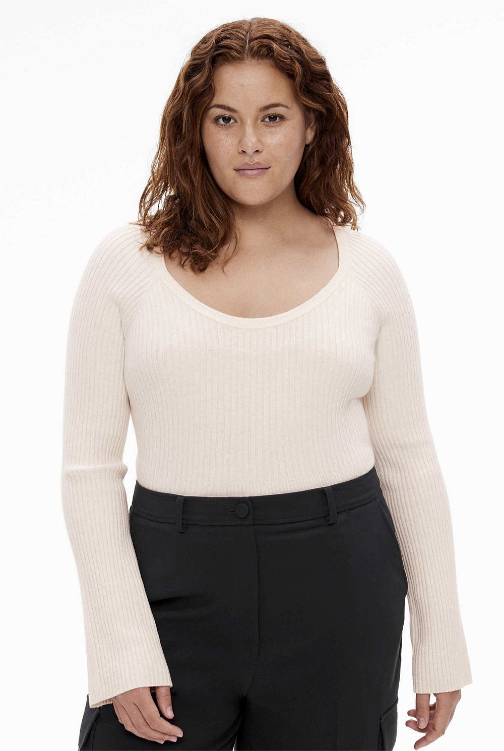 Scoop Neck Rib Knit