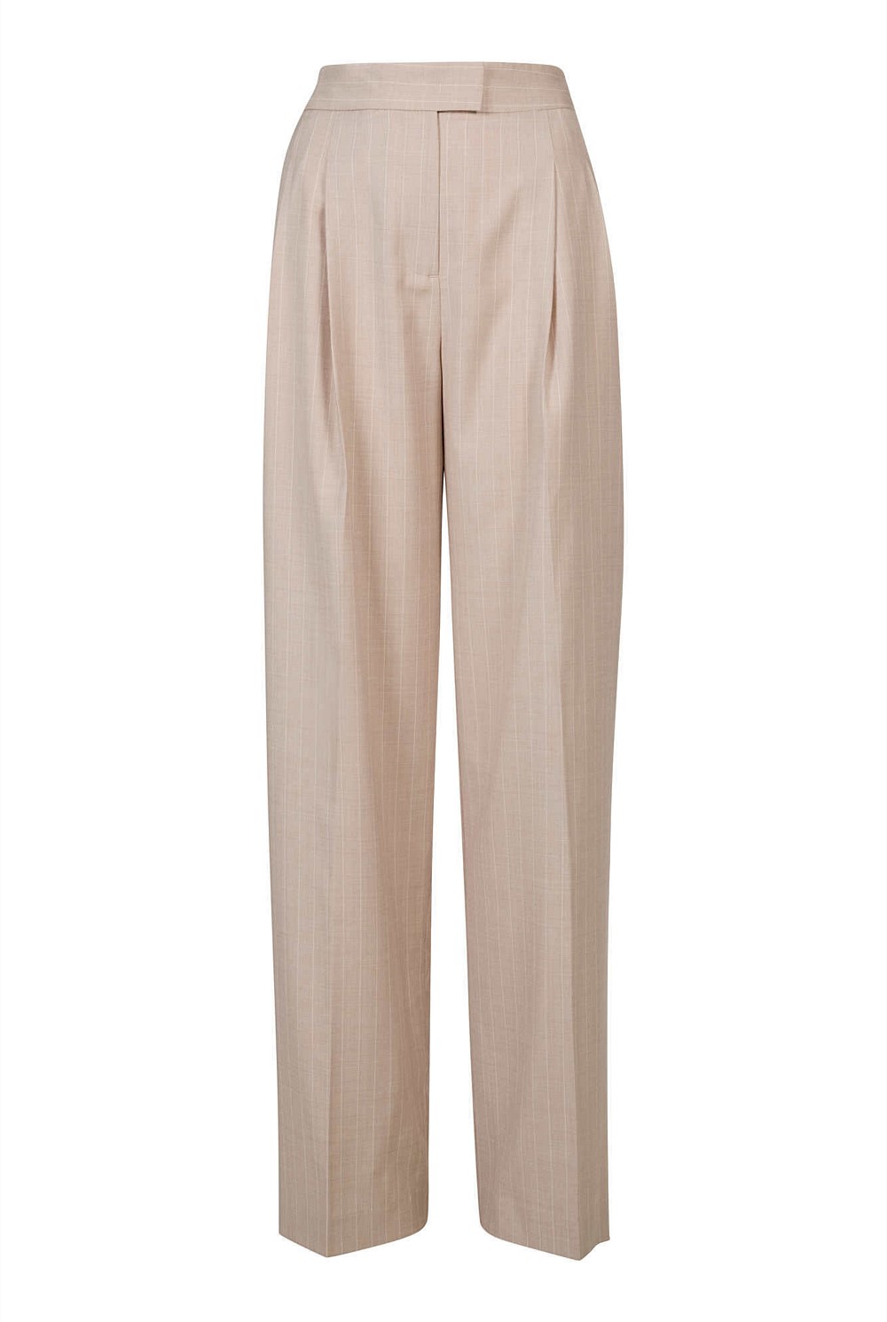 Wool Blend Pinstripe Pleat Trouser