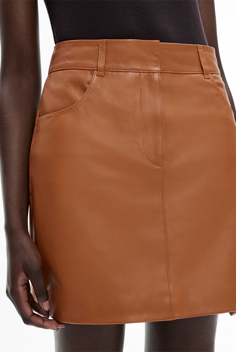 Leather Tailored Mini Skirt