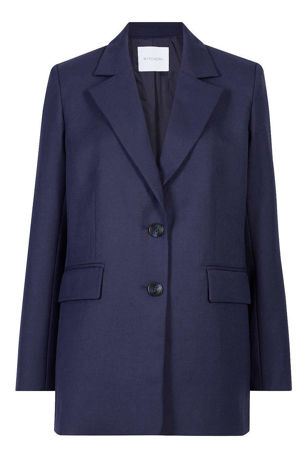 Wool Blend Single-Breasted Boxy Blazer