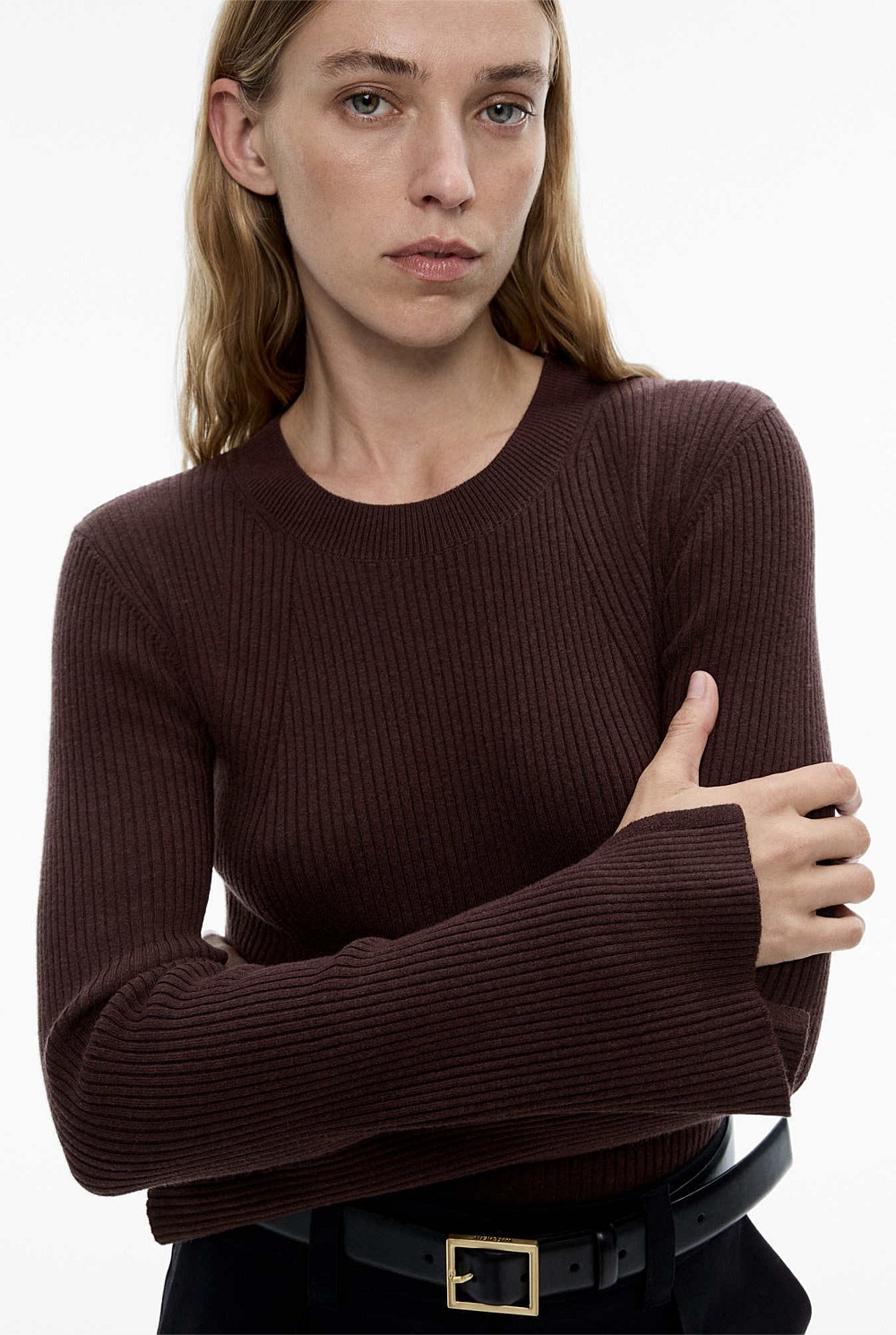 Wool Blend Crew Rib Knit