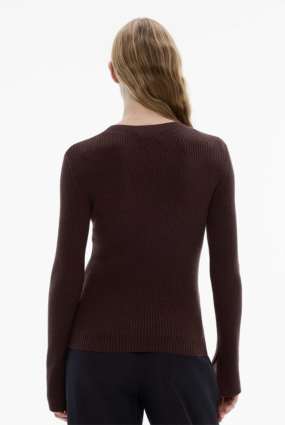 Wool Blend Crew Rib Knit