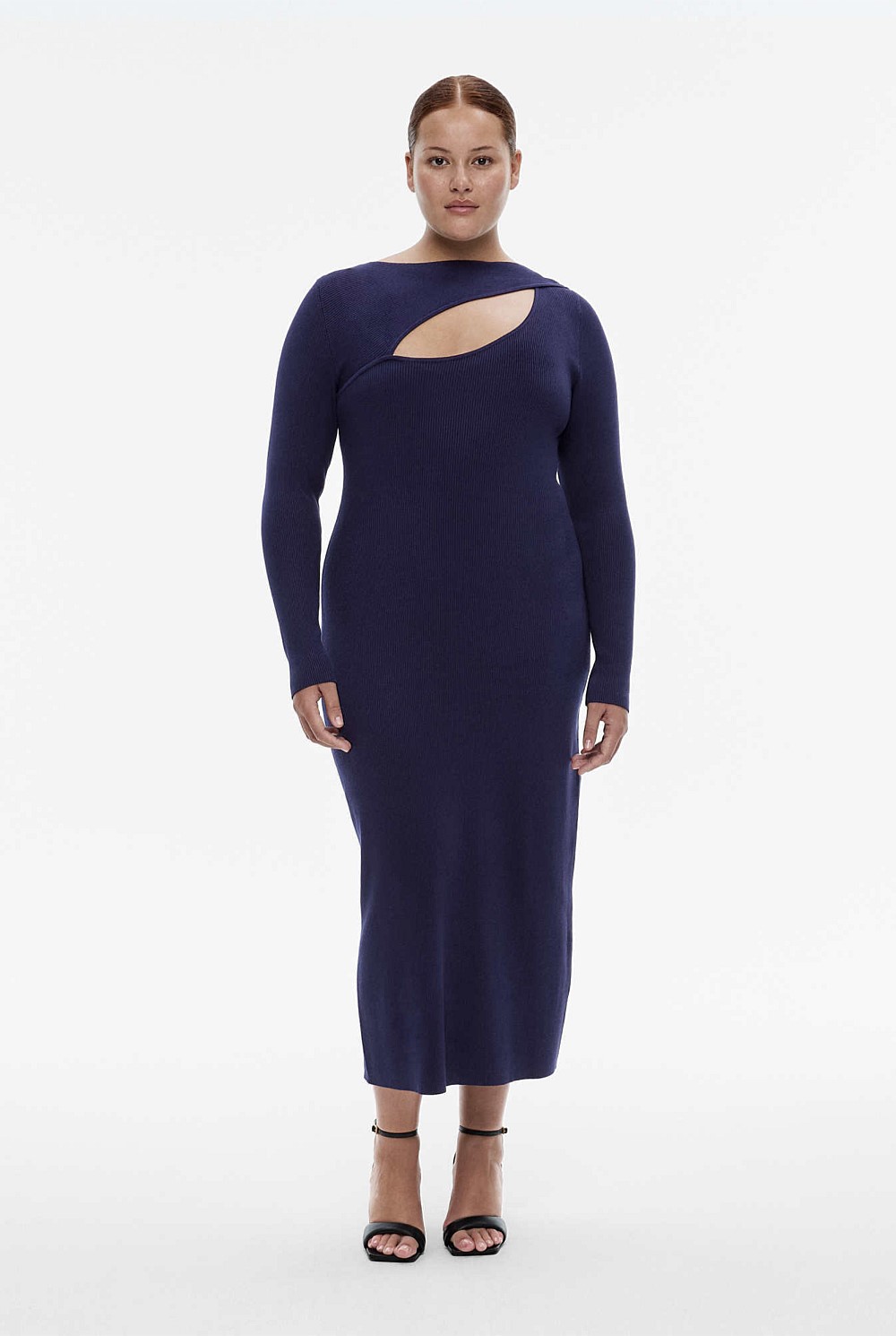 Rib Split Detail Knit Dress