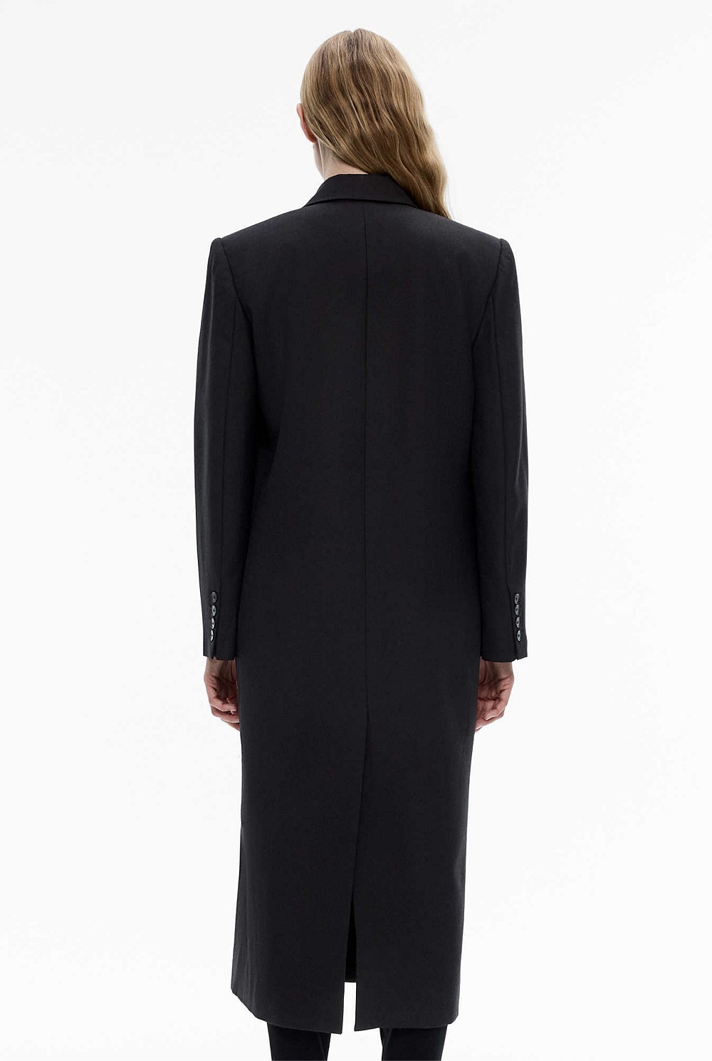 Wool Blend Double-Breasted Blazer Coat