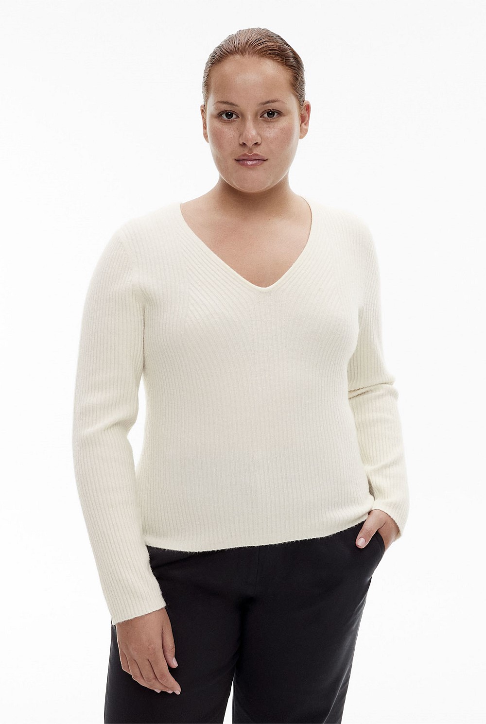 Alpaca Blend Rib Long Sleeve Knit