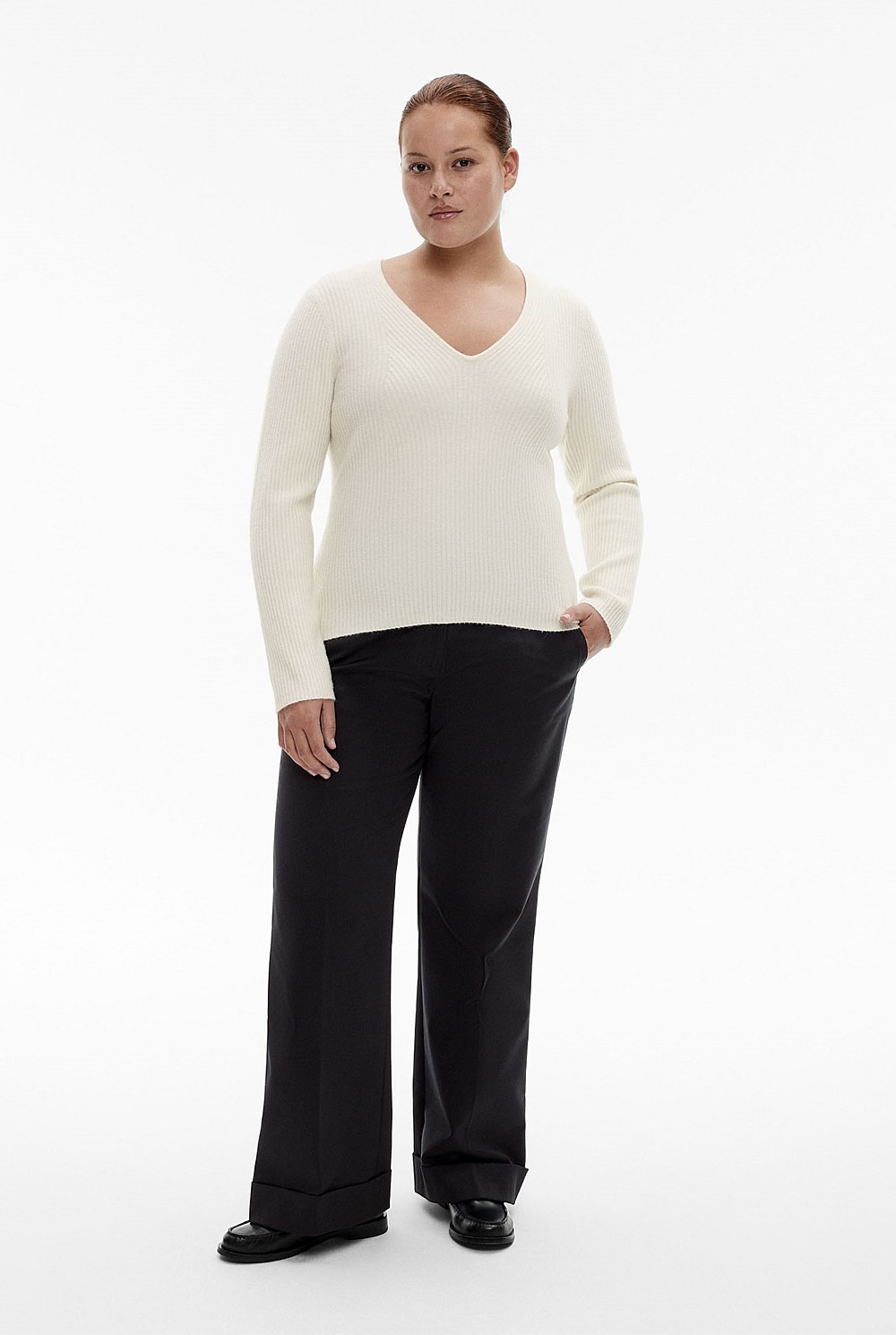 Alpaca Blend Rib Long Sleeve Knit