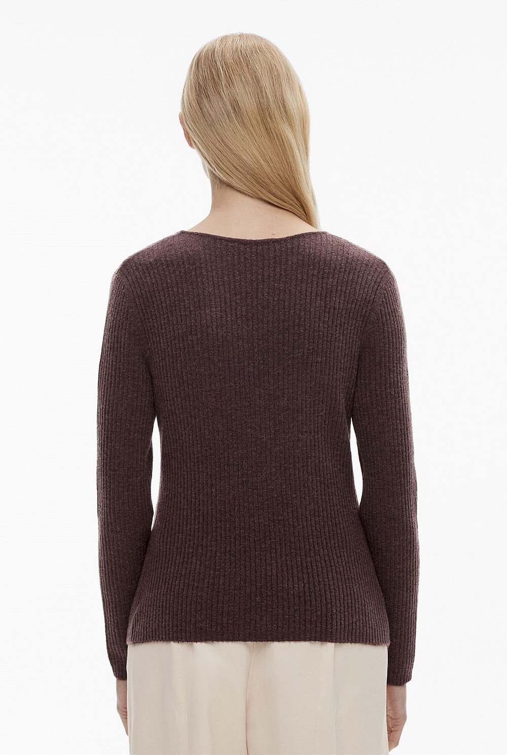 Alpaca Blend Rib Long Sleeve Knit