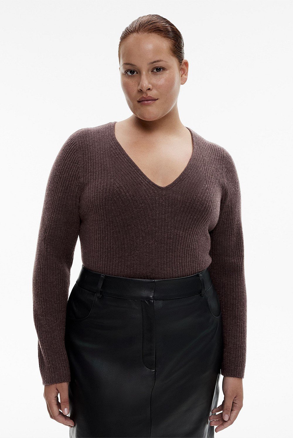 Alpaca Blend Rib Long Sleeve Knit