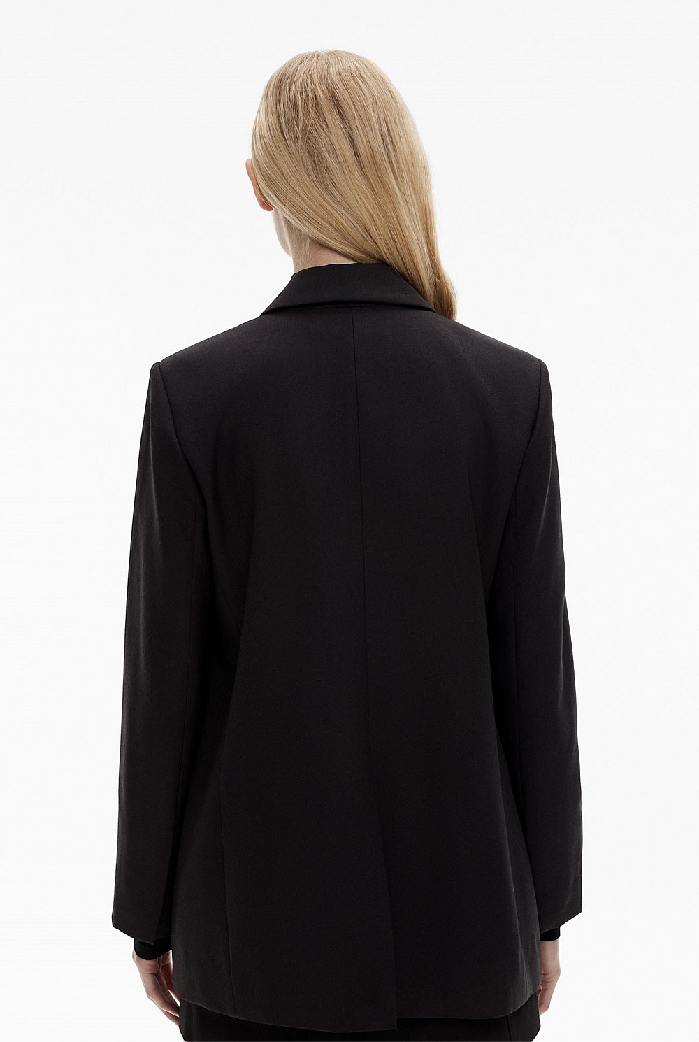 Wool Blend Single-Breasted Boxy Blazer