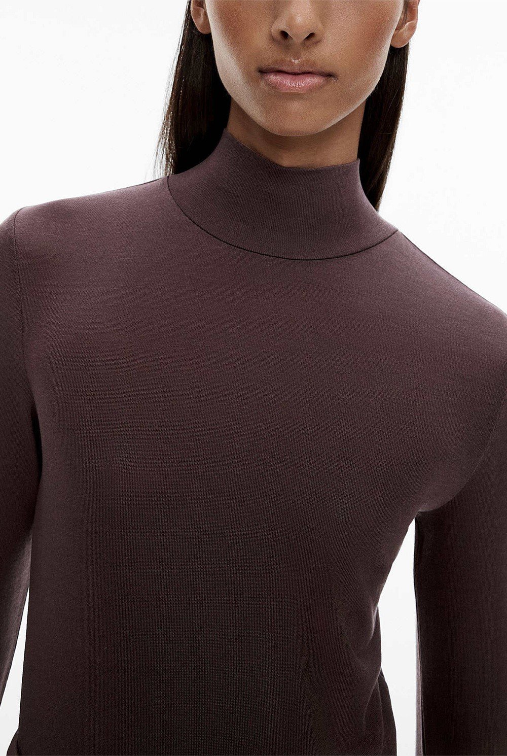 Wool Blend High Neck Top