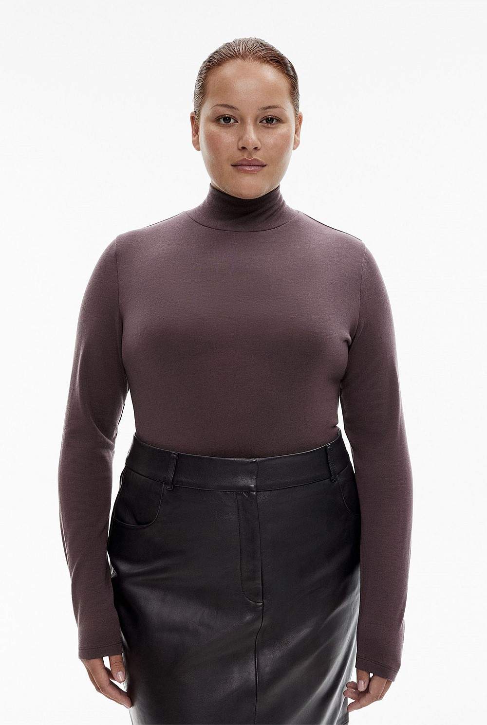 Wool Blend High Neck Top