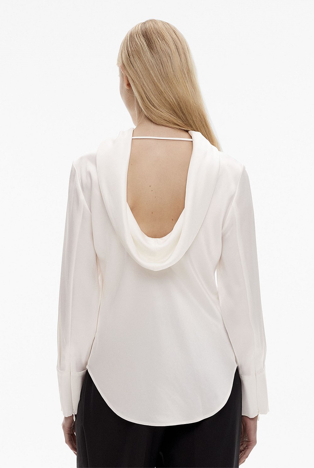 Drape Neck Long Sleeve Blouse