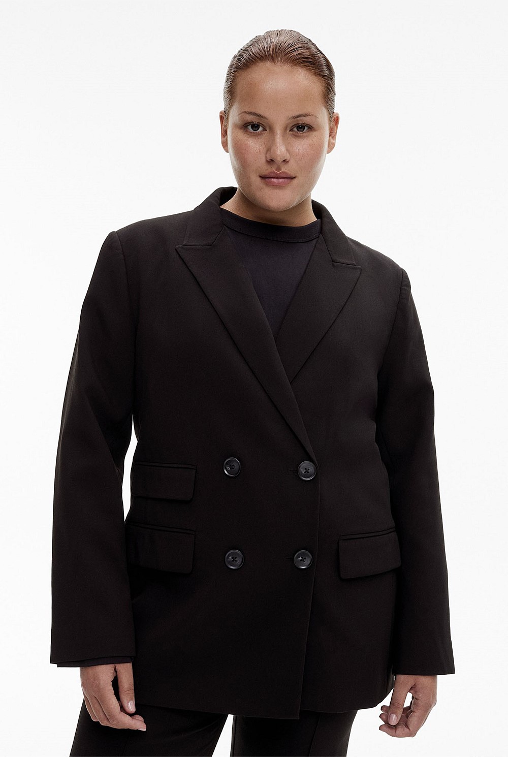 Viscose Blend Double-Breasted Blazer