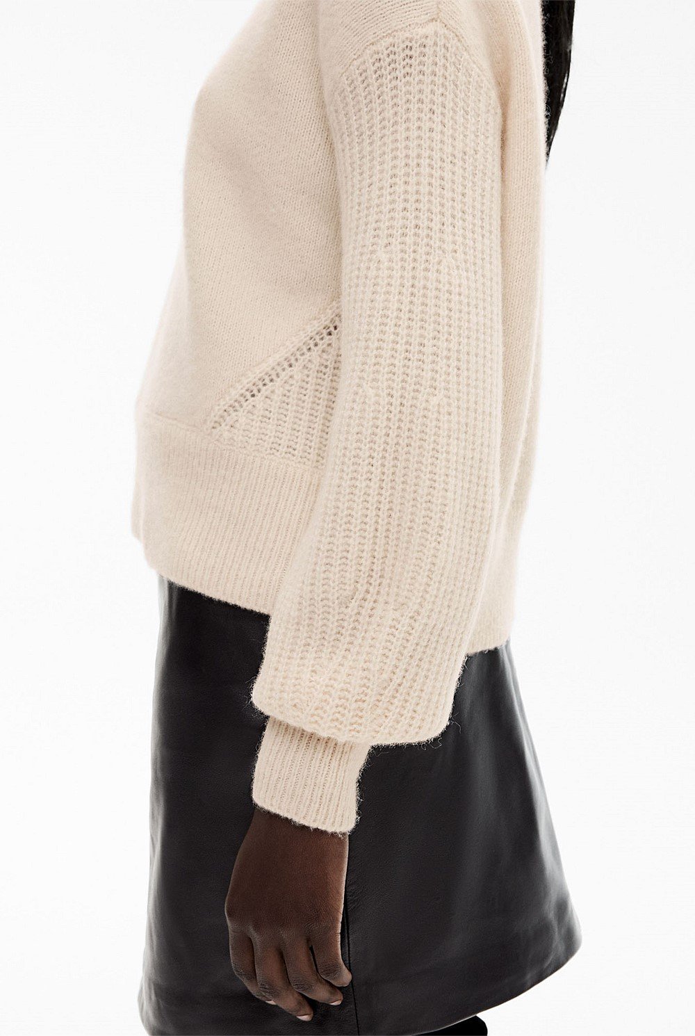 Wool Blend Stitch Sleeve Knit