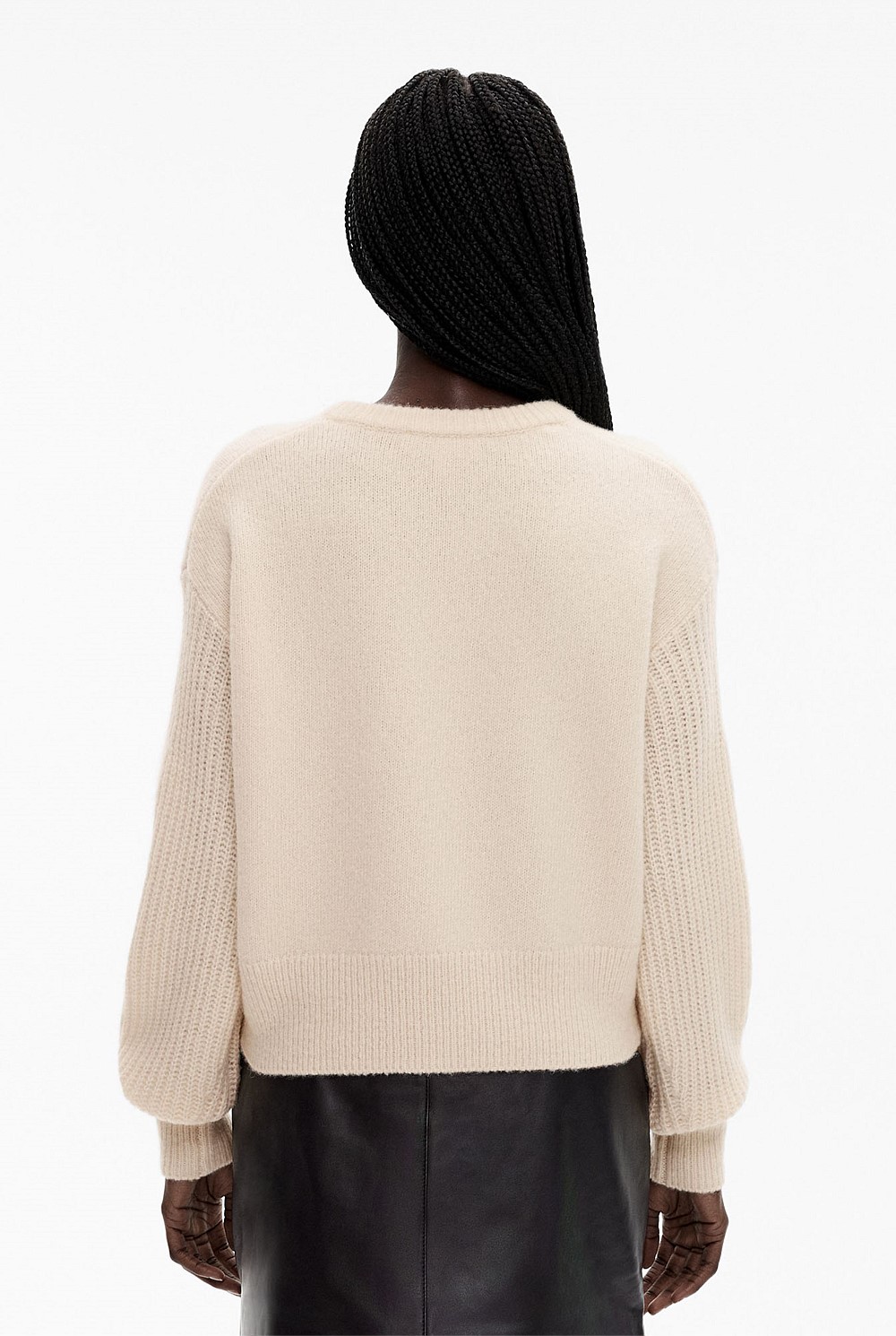 Wool Blend Stitch Sleeve Knit