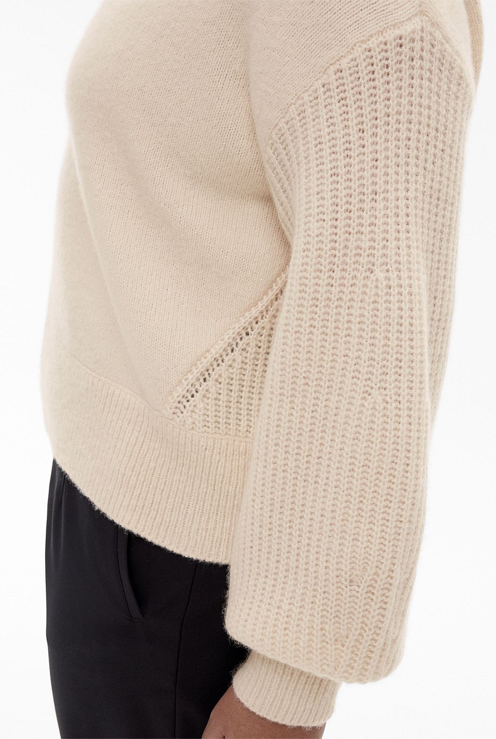 Wool Blend Stitch Sleeve Knit