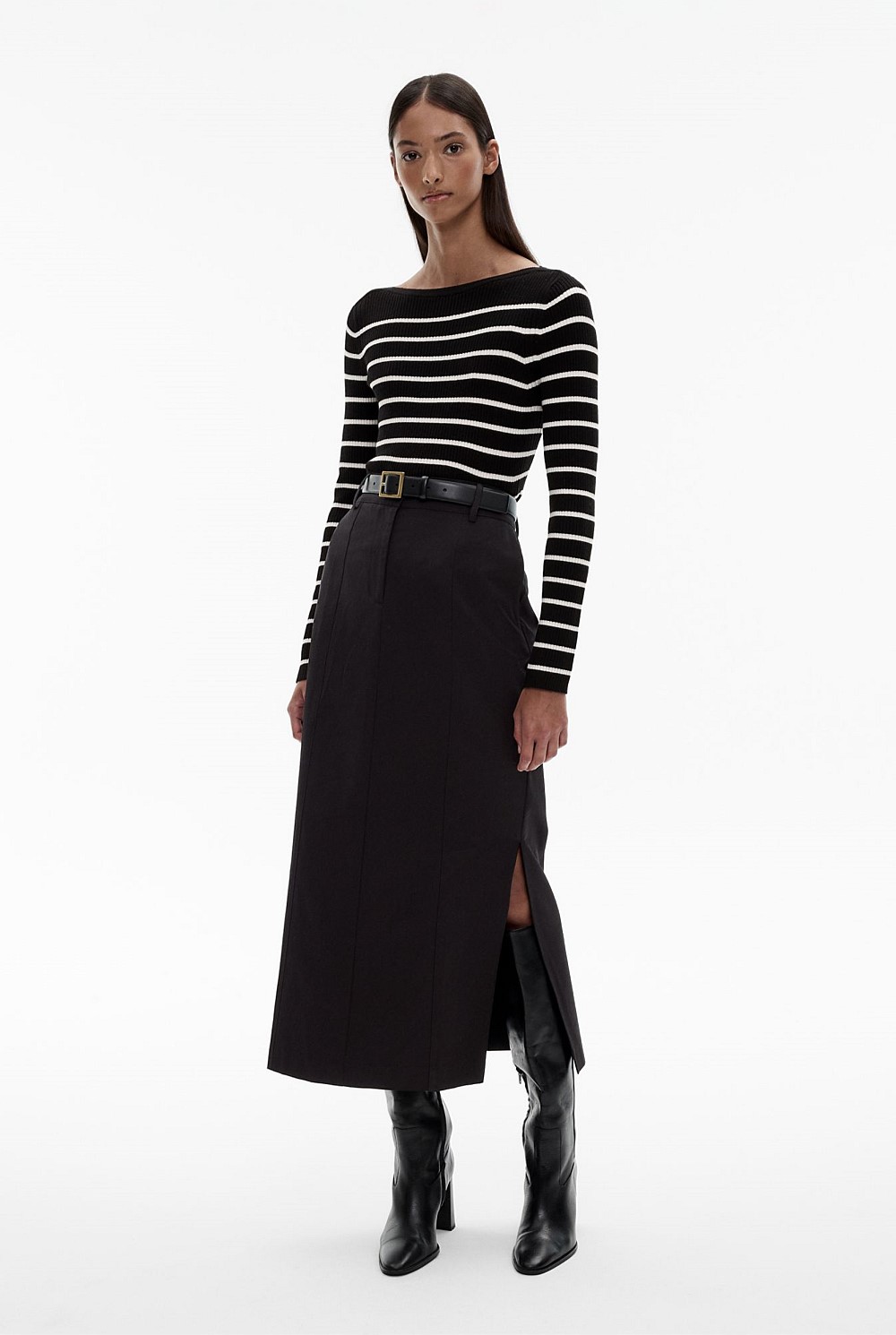 Stripe Boat Neck Knit