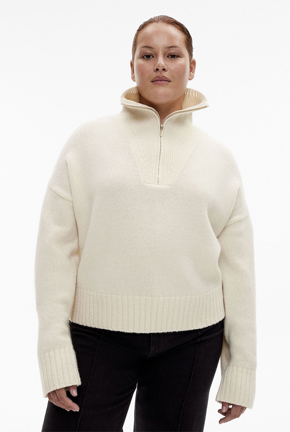 Wool Zip Front Knit