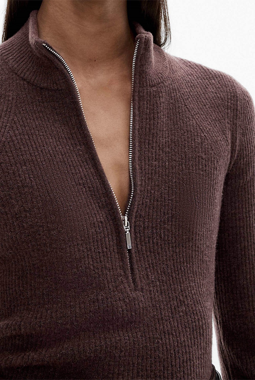 Alpaca Blend Zip Front Knit