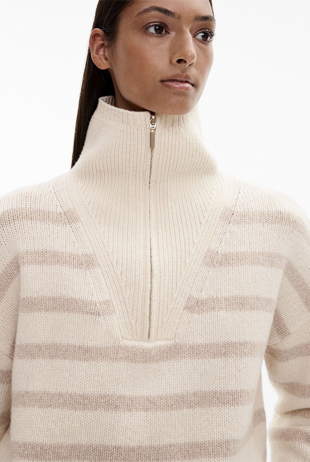 Stripe Zip Front Knit