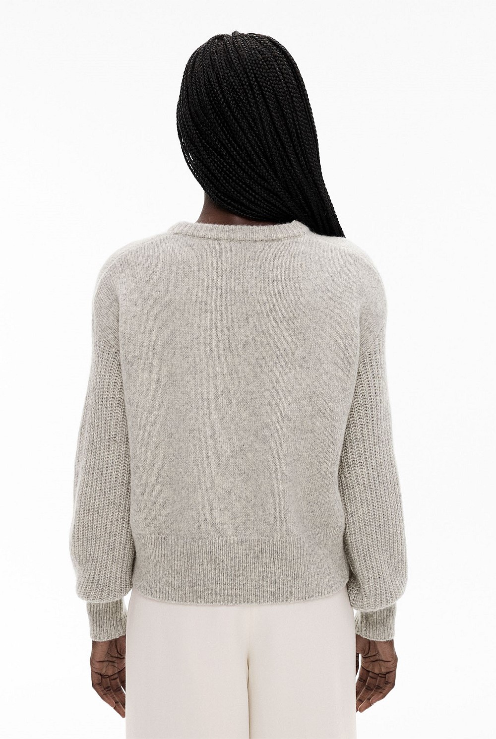 Wool Blend Stitch Sleeve Knit