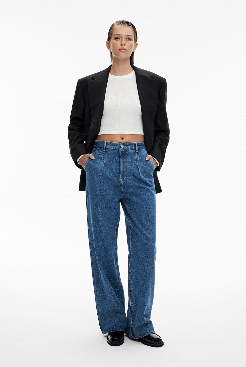 High Rise Pleat Front Jean