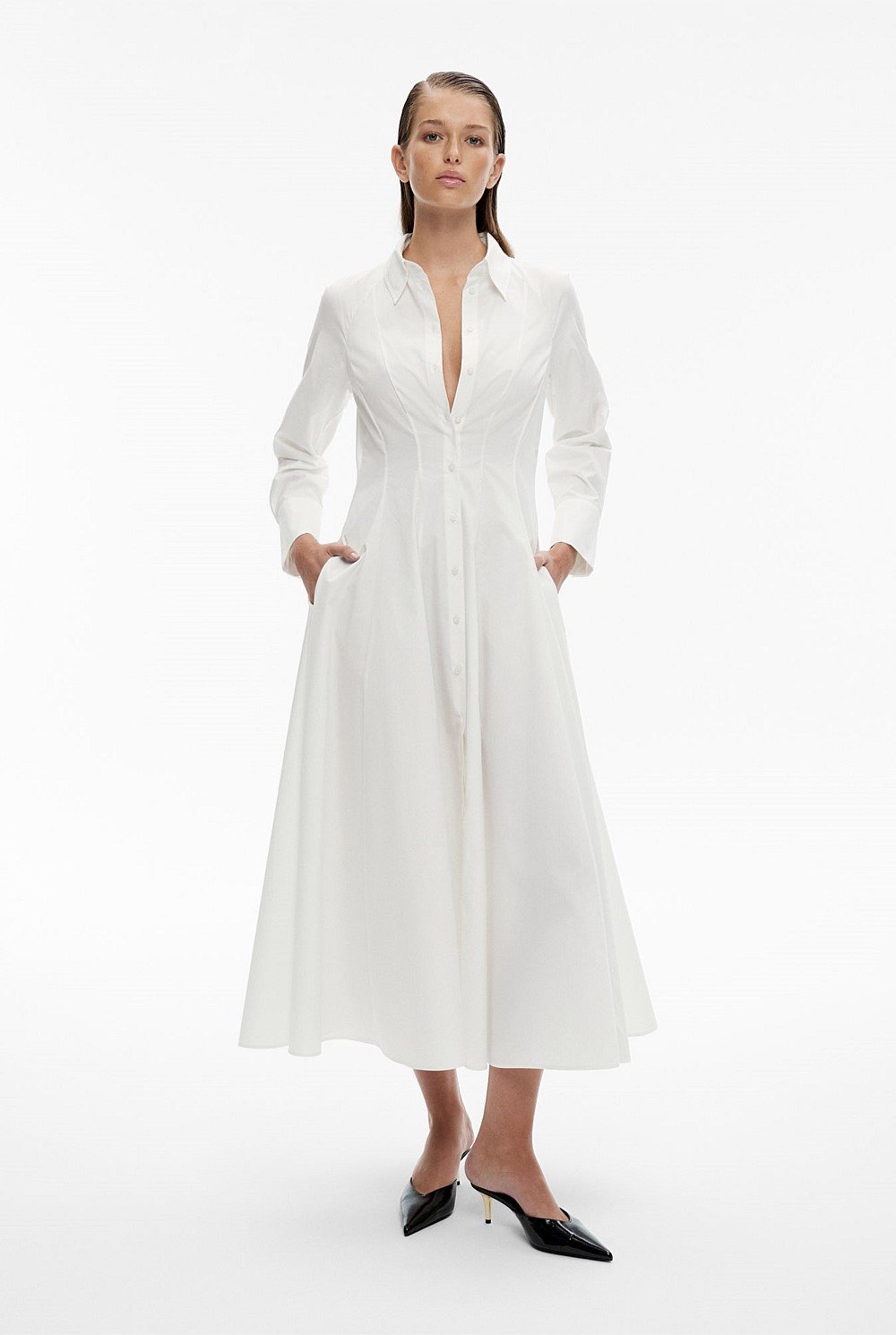 Seam Detail Maxi Shirt Dress