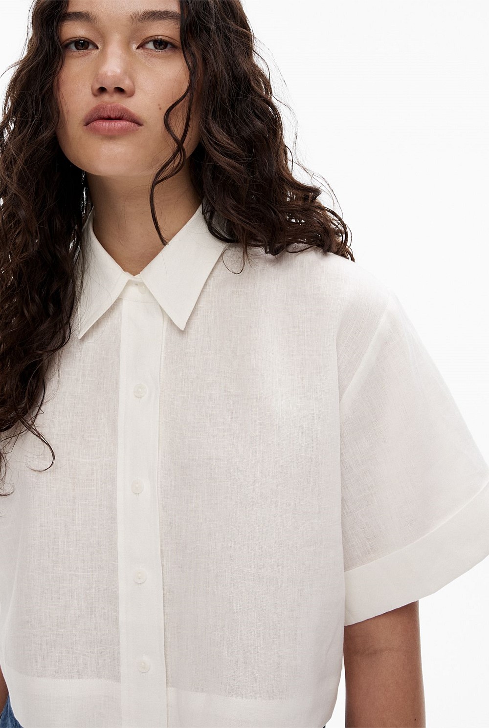 Linen Crop Shirt