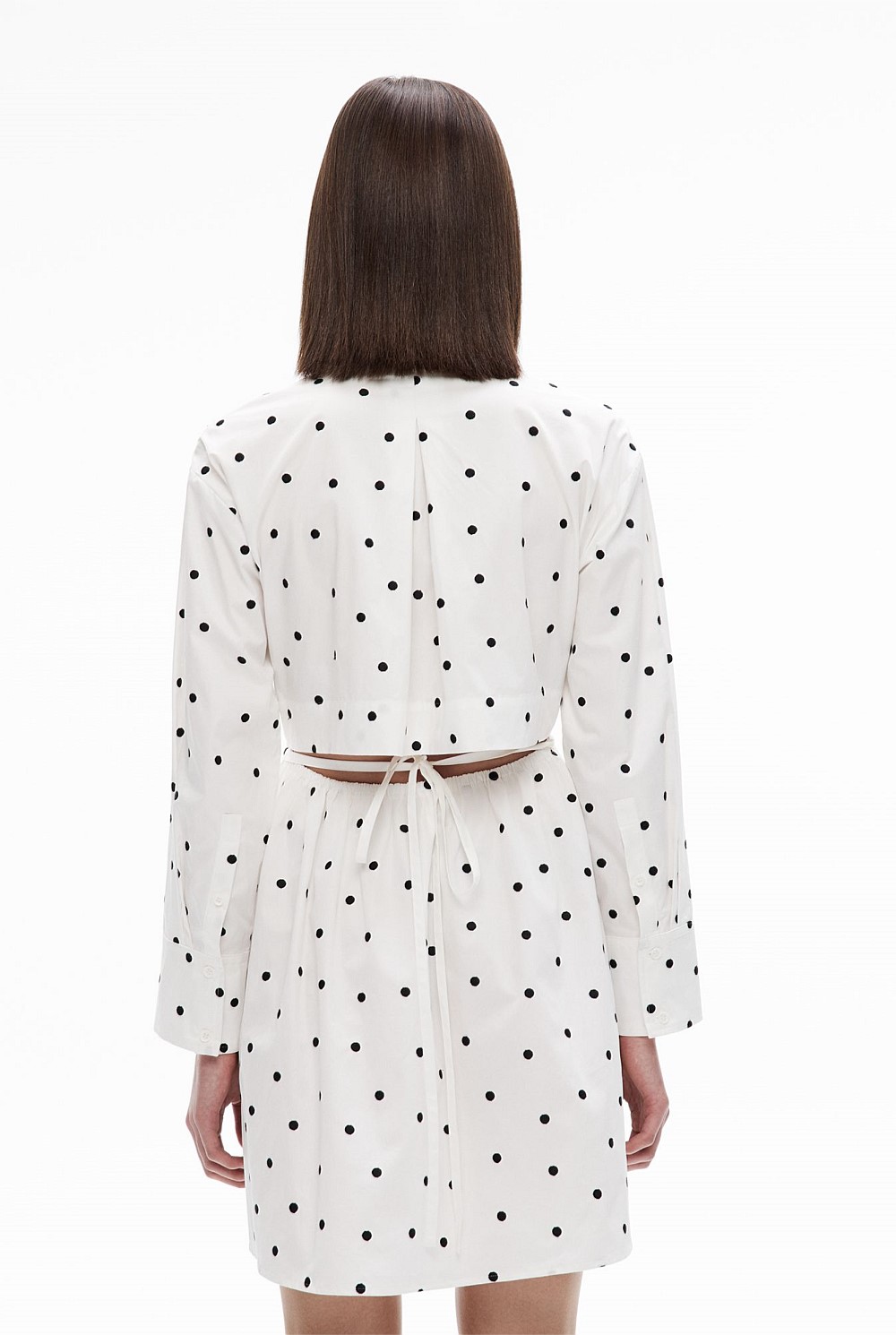 Embroidered Spot Mini Shirt Dress