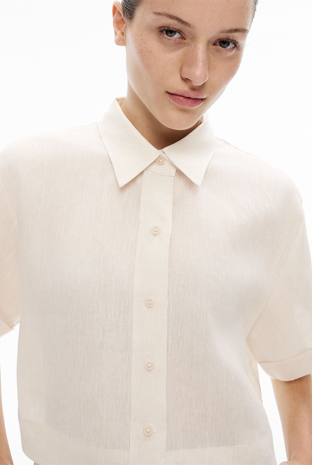 Linen Crop Shirt