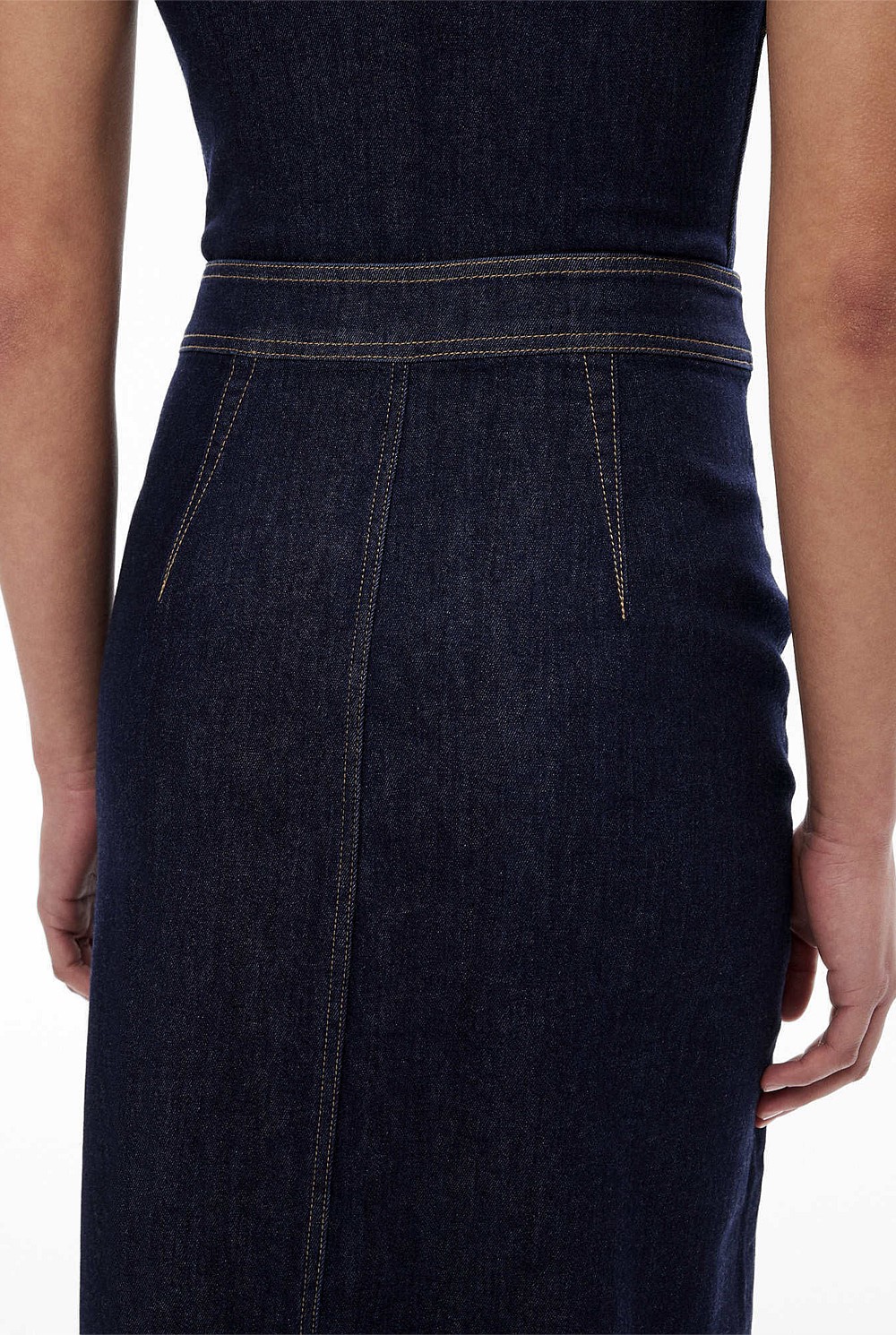 Denim Split Front Skirt