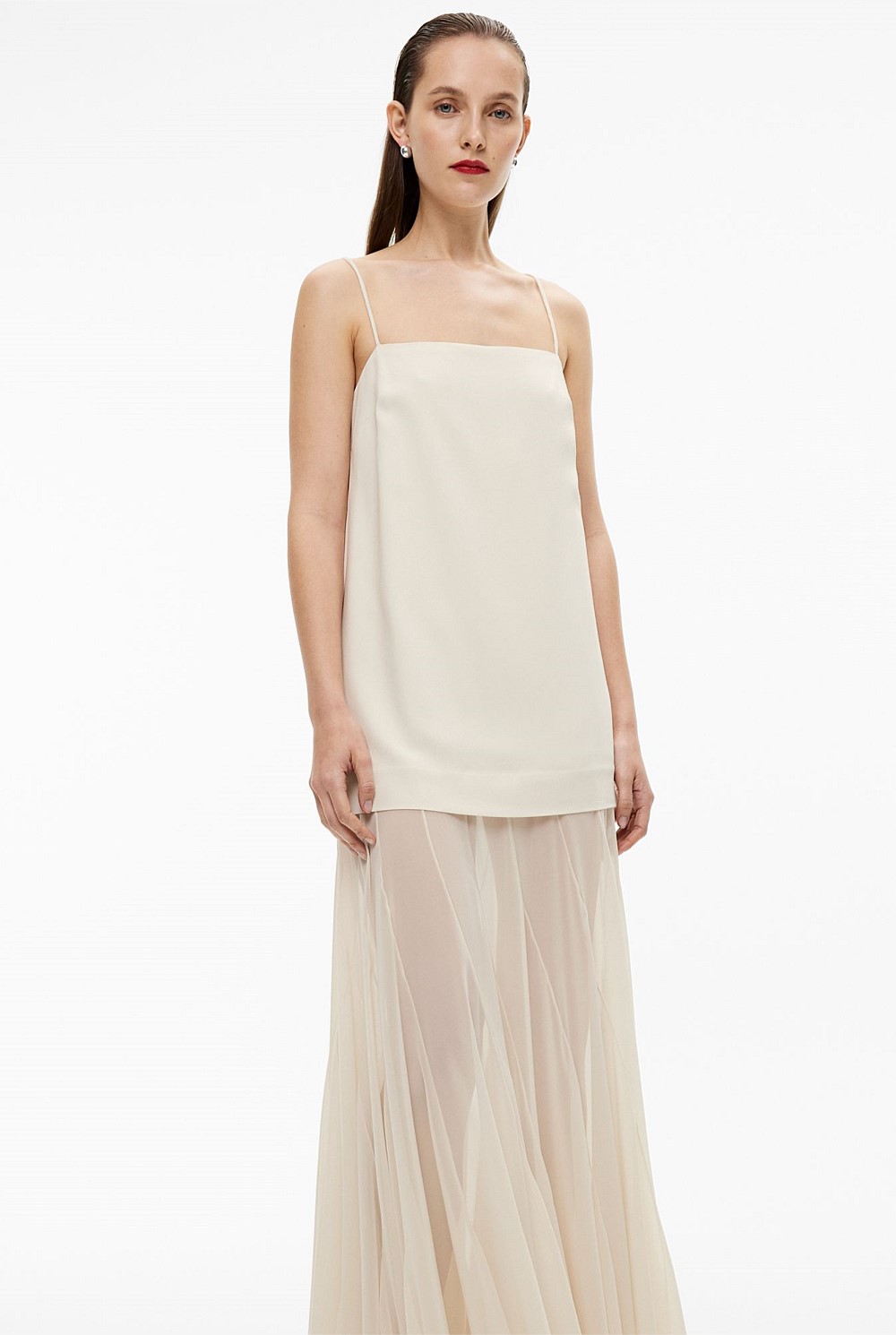 Sheer Contrast Maxi