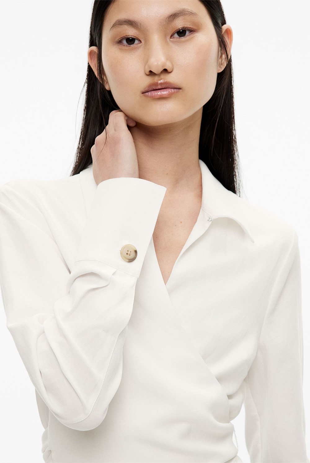 Long Sleeve Tie Crop Shirt