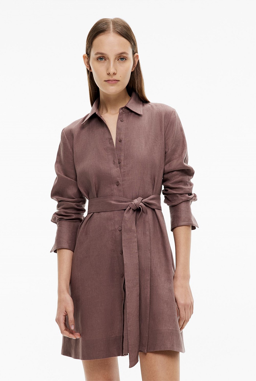 Linen Mini Shirt Dress