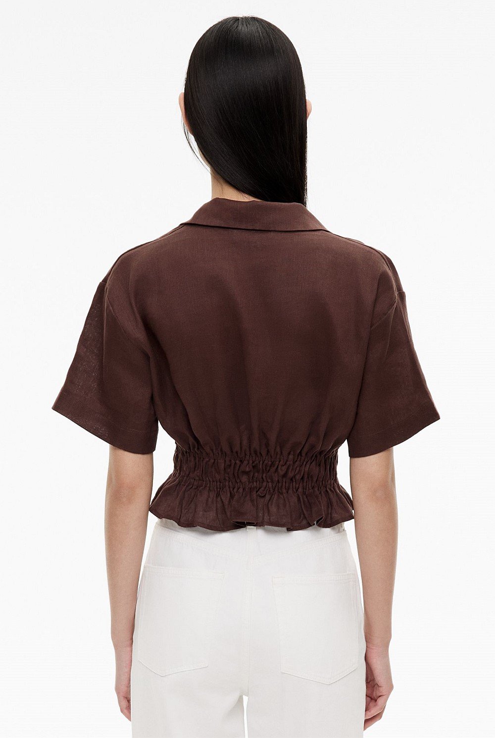 Gathered Waist Short Sleeve Shirt