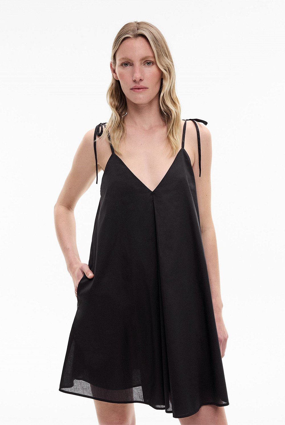 Invert Pleat Mini Dress