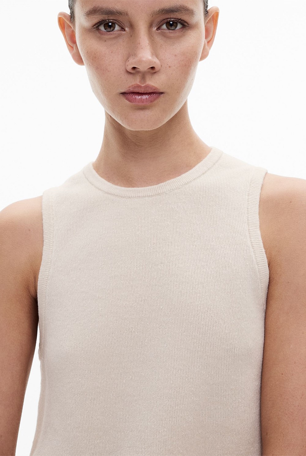 Linen Crew Knit Tank