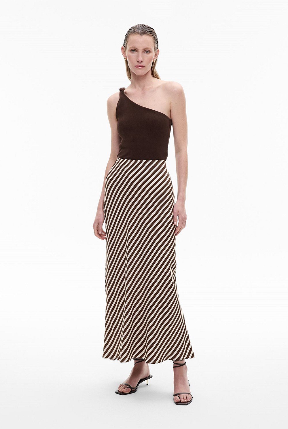 Stripe Maxi Slip Skirt