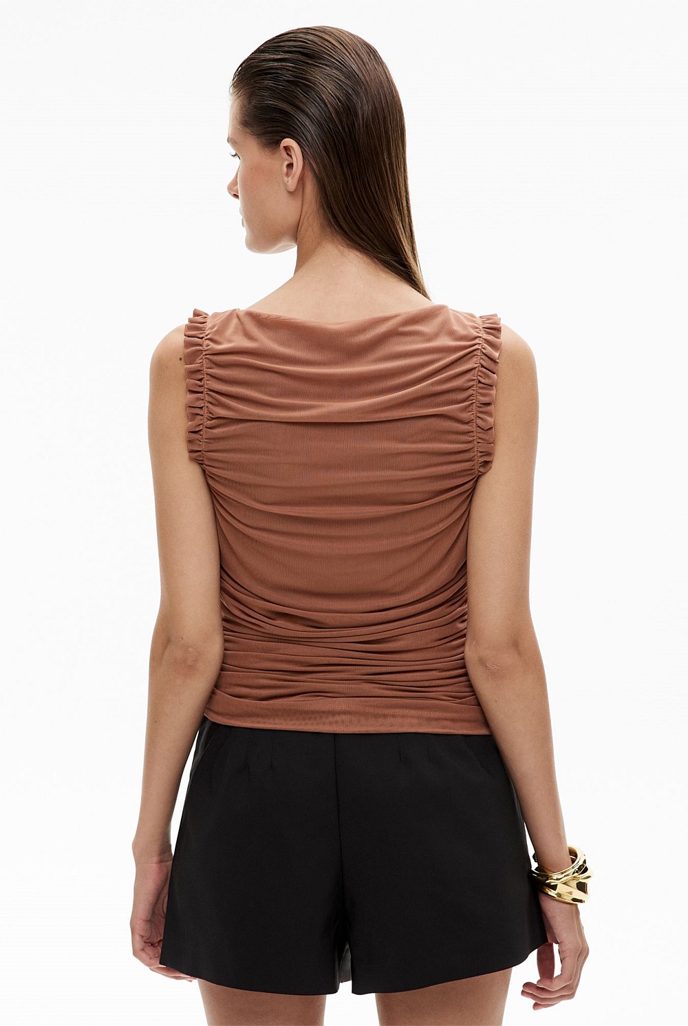 Mesh Ruffle Top