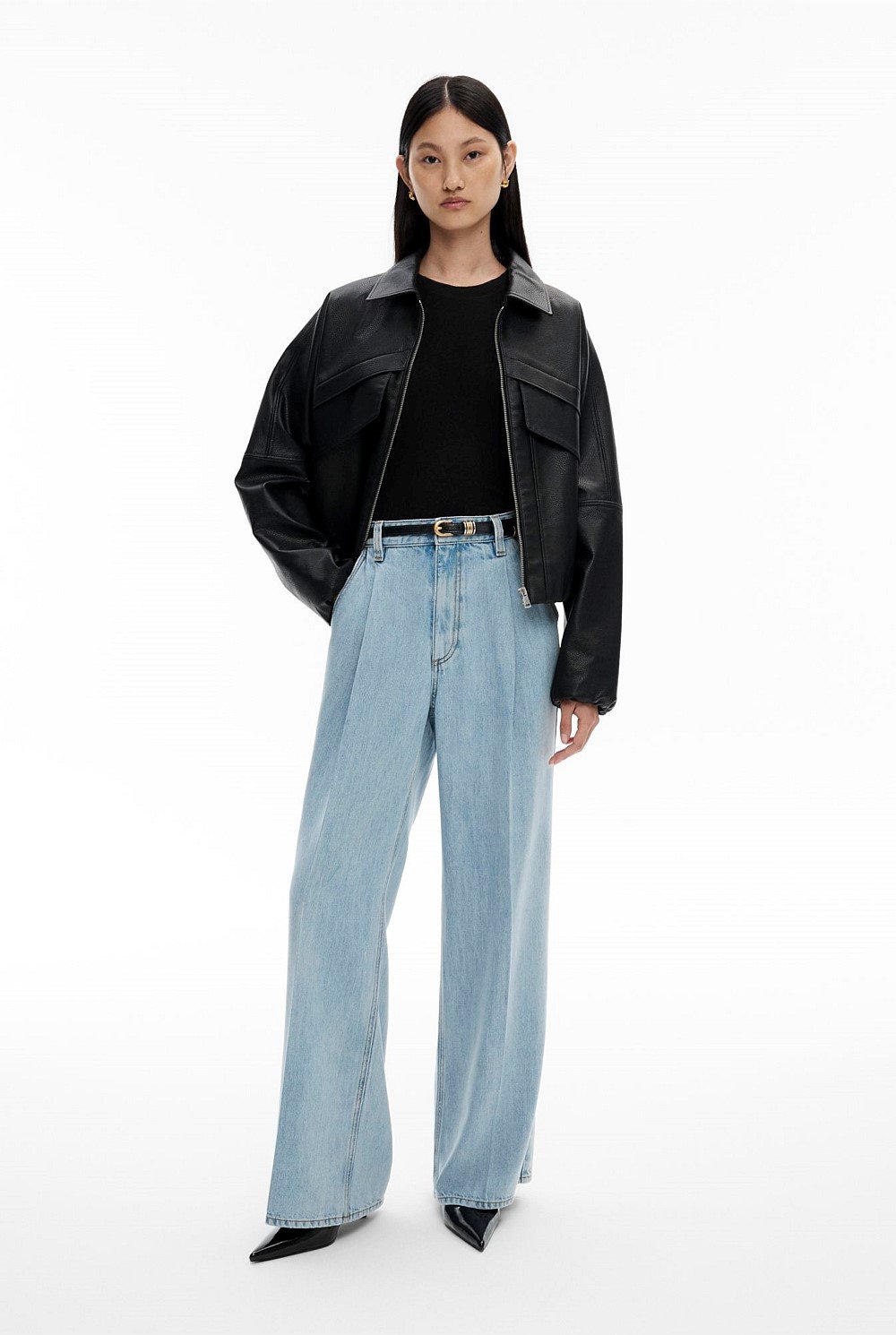 Pleated Denim Pant