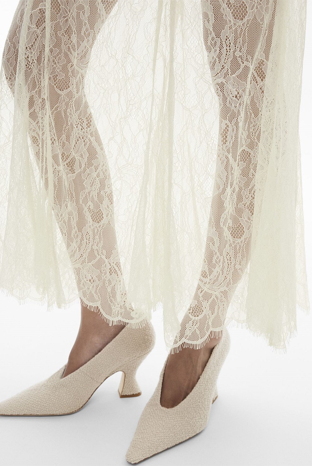 Lace Panel Maxi Skirt