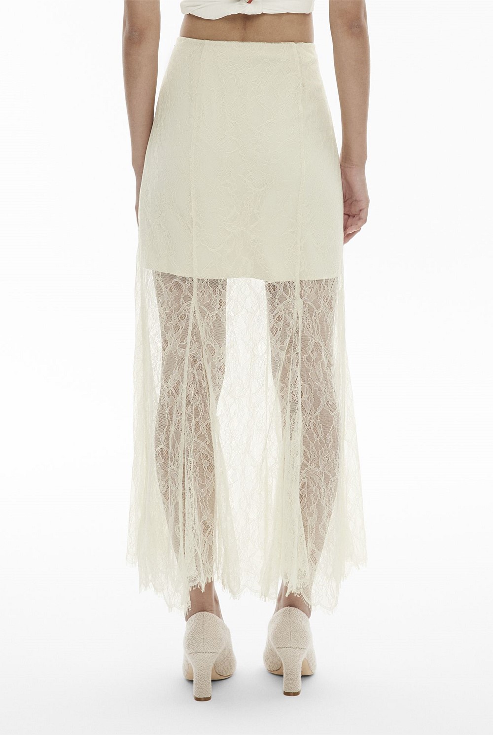 Lace Panel Maxi Skirt