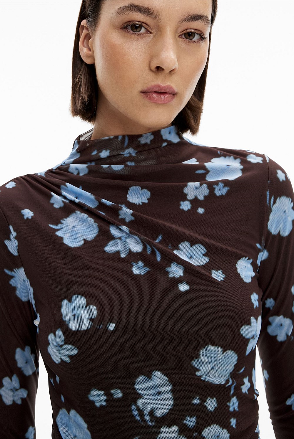 Mesh Drape Longsleeve Top